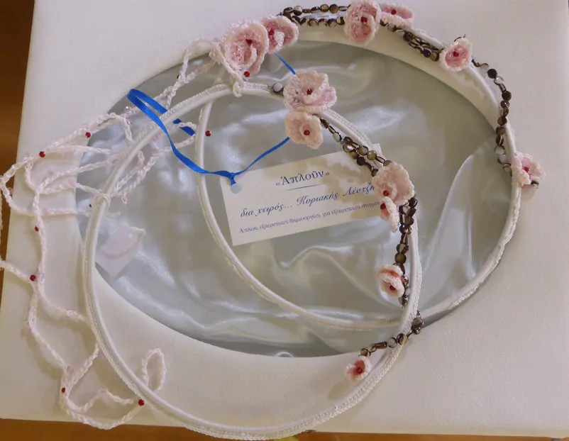 Στέφανα, Στεφανοθήκη & Μπομπονιέρα "Αμυγδαλιά ροζ" - Image 4